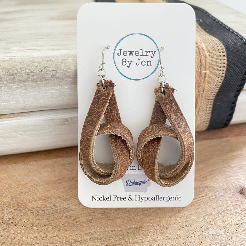 Leather Knot Earrings: Vintage Cowboy