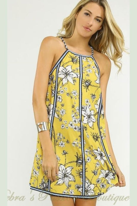 Flying Tomato Lily Halter Mini Dress - Mustard or Olive