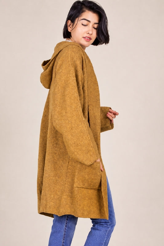 P Cill Oversize Hoodie Cardigan - Camel