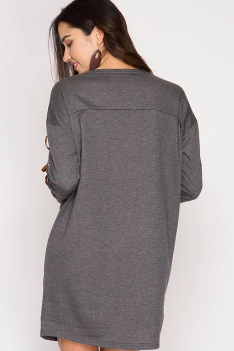 She + Sky French Terry Shift Dress - Gray