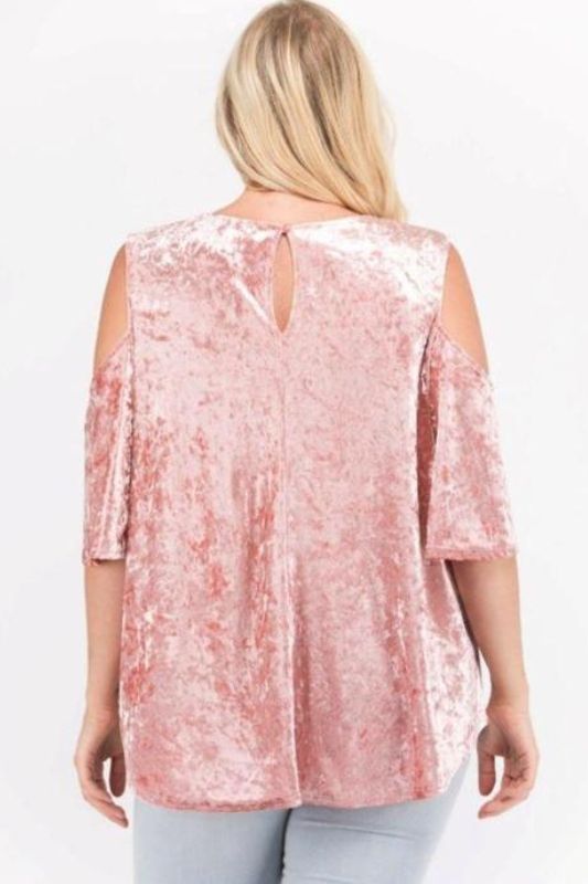 Janette Plus Crushed Velvet Top - Mauve or Mocha