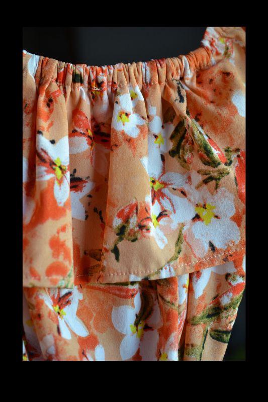 Entro Floral Midi Ruffle Collar Dress - Multi Orange