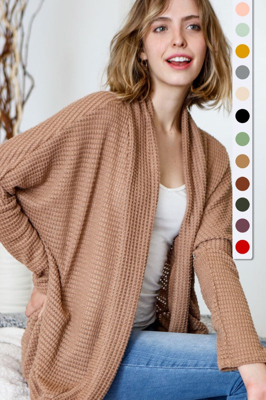 My Story Dolman Waffle Cocoon Cardigan - 5 Colors