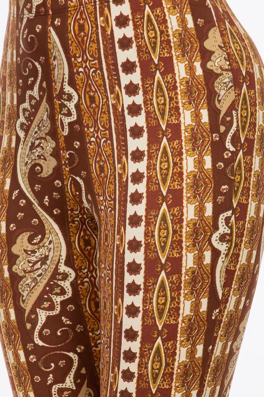 Bear Dance Boho Baroque Flare Skinny Pants - Brown