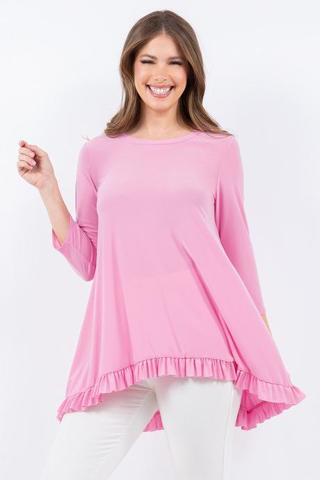 Sweet Lady Solid Tunic Top - Black/ Off White/ Pink