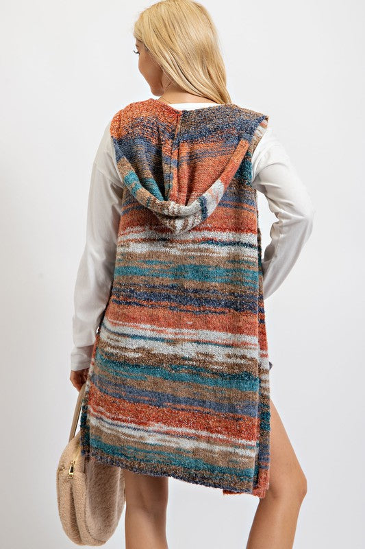 Easel Hoodie Vest Southwestern - Teal Green Rust