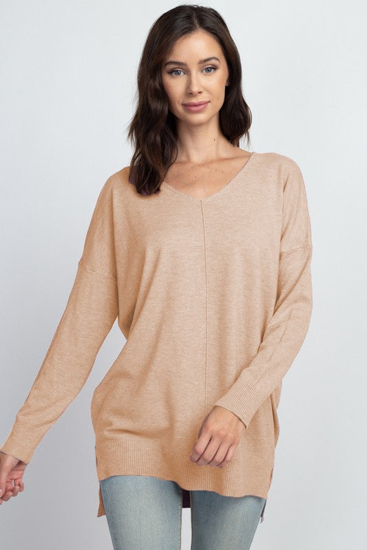 Dreamers Super Soft Stretch V Neck Long Tunic Top - 6 Colors