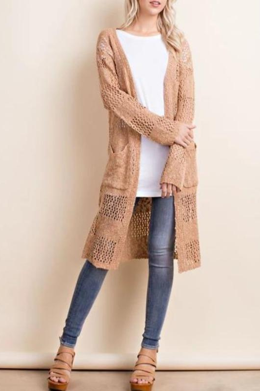 L Love Checkered Cardigan - Dusty Coral
