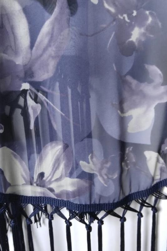*SALE Honey Punch Floral Fringe Kimono - Purple Navy