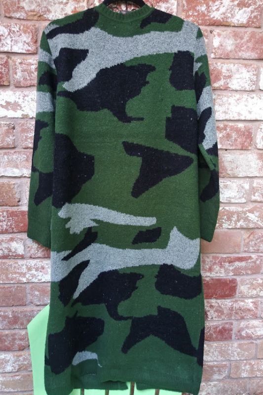 Promesa Camouflage Long Cardigan - Green