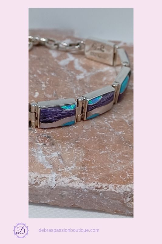 Sugilite Gemstones Sterling Silver Bracelet by Ed Lohman