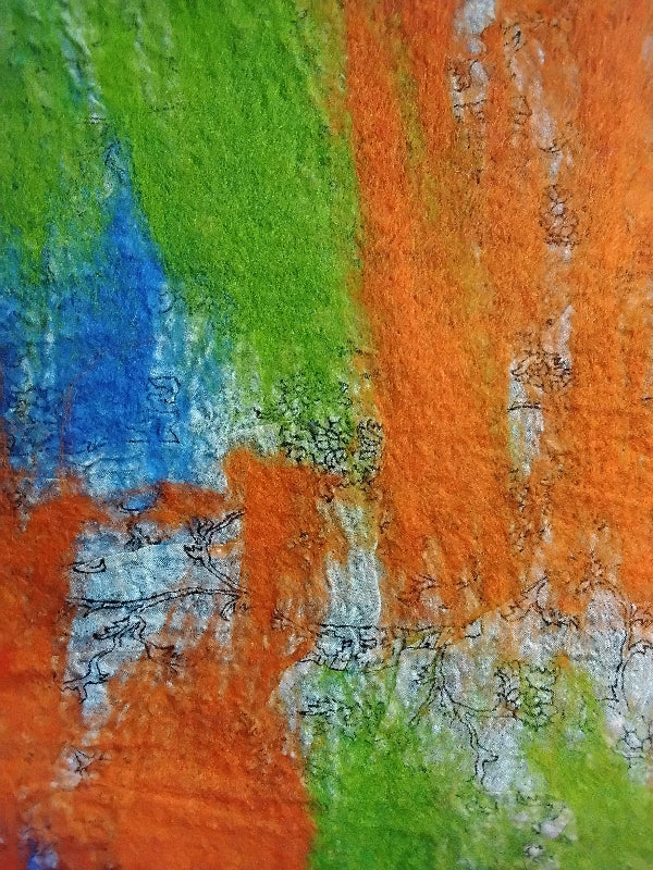 Merino Wool Silk Felt Upcycle Art Sari Scarf - Multiple Colors