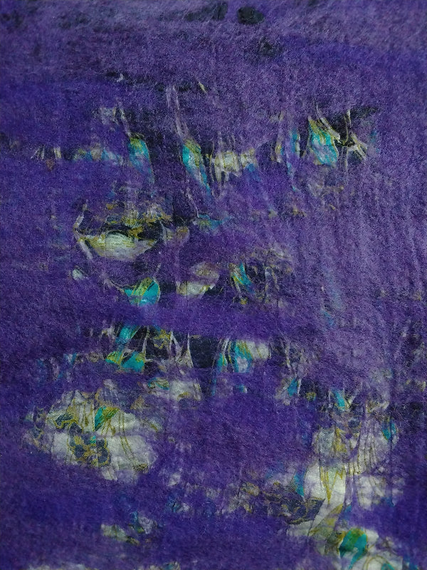 Merino Wool Silk Felt Upcycle Art Sari Scarf - Multiple Colors