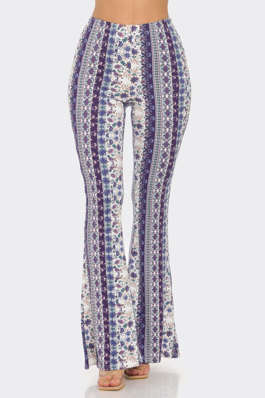 Bear Dance Floral Scroll Skinny Brushed Pants - Multi Purple