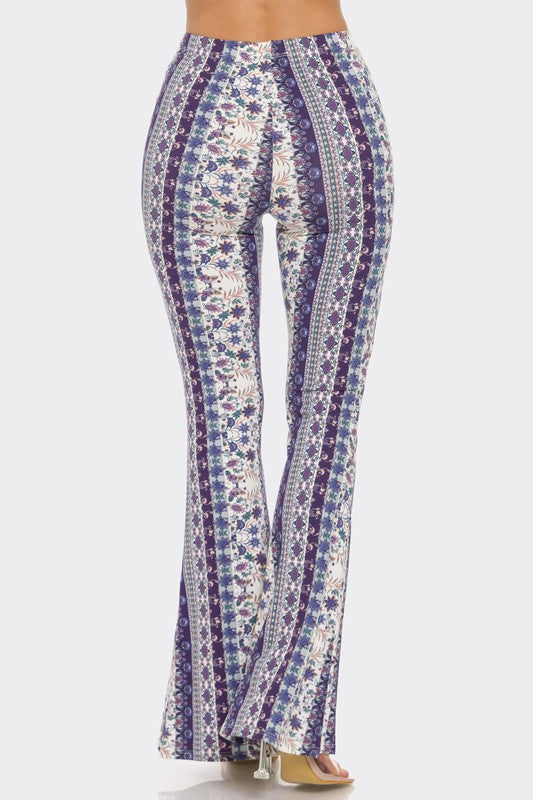 Bear Dance Floral Scroll Skinny Brushed Pants - Multi Purple