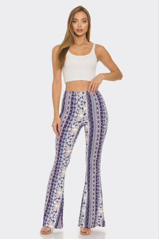 Bear Dance Floral Scroll Skinny Brushed Pants - Multi Purple