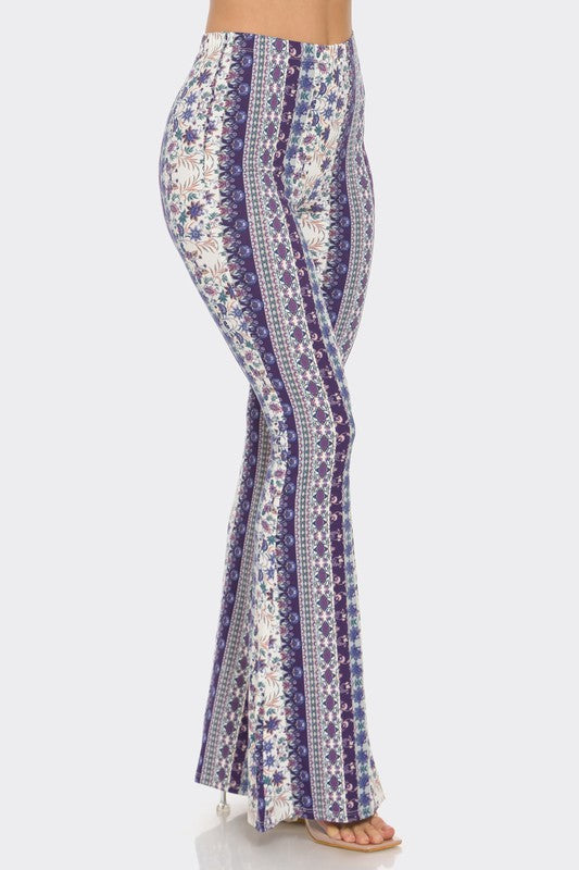 Bear Dance Floral Scroll Skinny Brushed Pants - Multi Purple