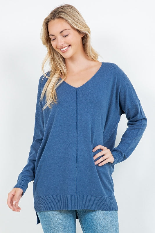 Dreamers Super Soft Stretch V Neck Long Tunic Top - 6 Colors