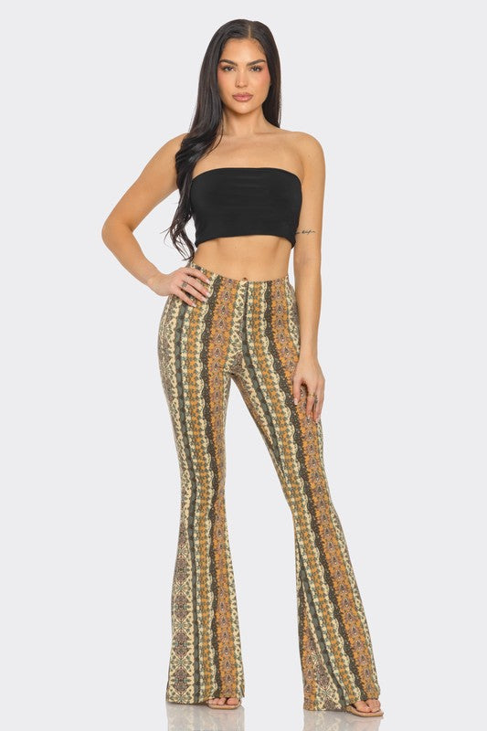 Bear Dance Boho Baroque Skinny Brushed Pants - Olive