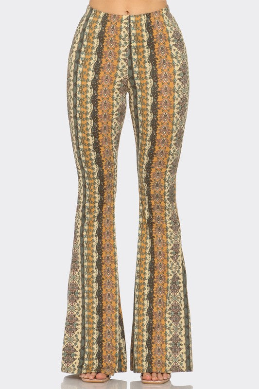 Bear Dance Boho Baroque Skinny Brushed Pants - Olive