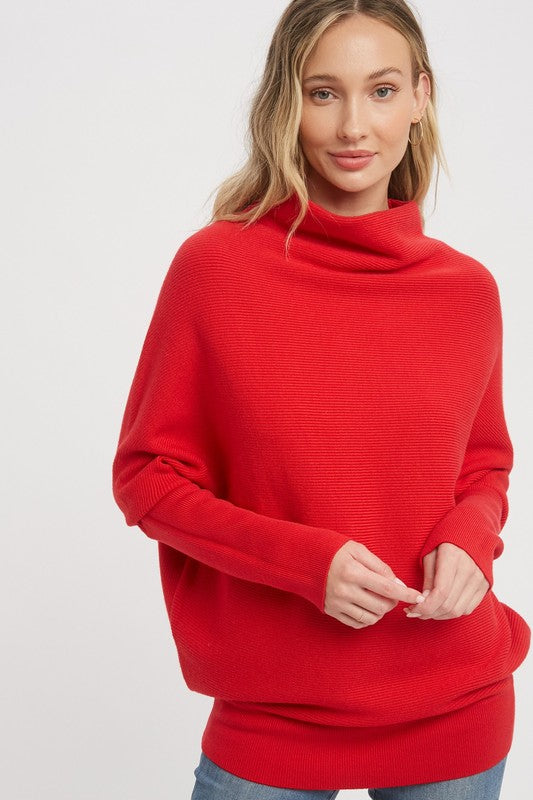 Bluivy Dolman Sweater Pullover Top - Ruby Red