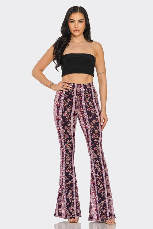 Bear Dance Boho Floral Skinny Brushed Pants - Purple