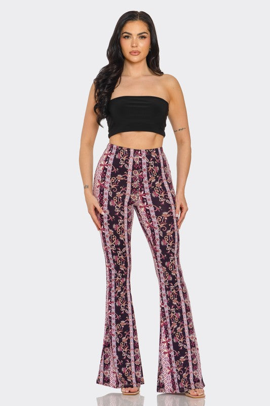 Bear Dance Boho Floral Skinny Brushed Pants - Purple