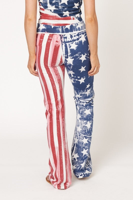 Dexterous/T-Party Stamped Flag Cotton Yoga Pants - Multi