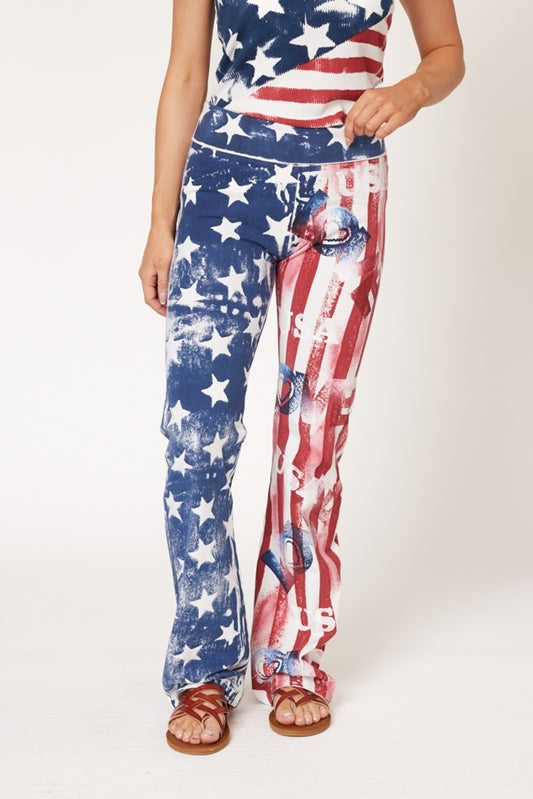 Dexterous/T-Party Stamped Flag Cotton Yoga Pants - Multi