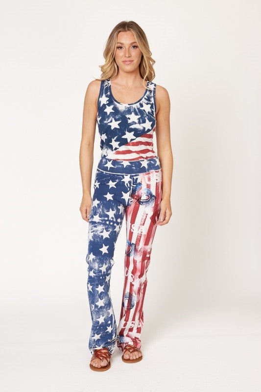 Dexterous/T-Party Stamped Flag Cotton Yoga Pants - Multi