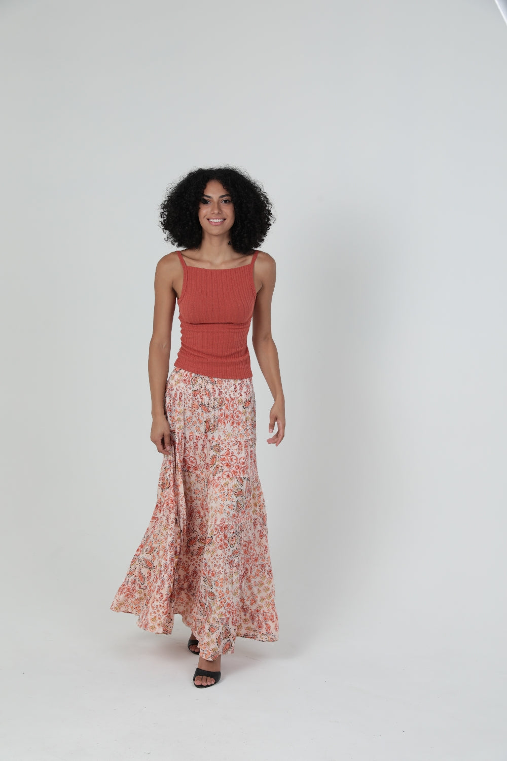 Angie Paisley Patchwork Ditsy Maxi Skirt - Ivory