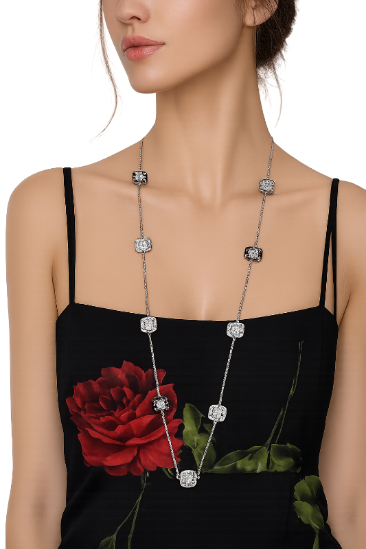 Sparkle Silver Cube Necklace