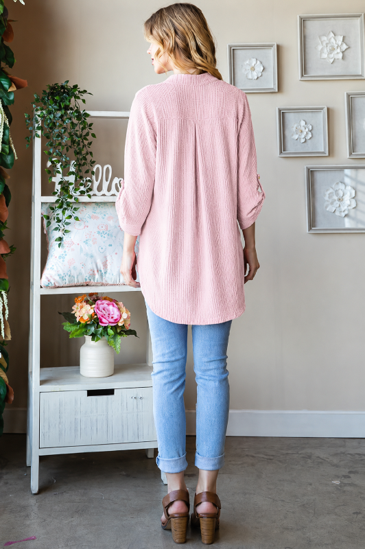 Catherine Light Pink Urban Rib Hi-Low Top