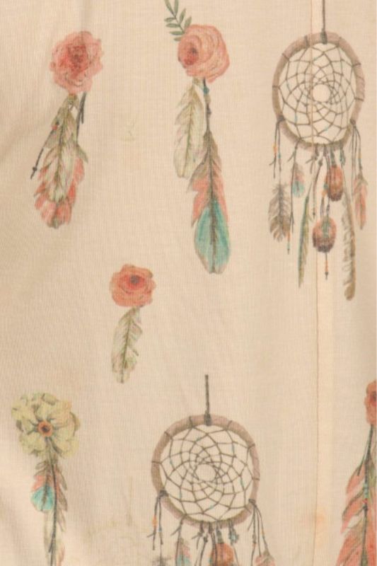 Dreamcatcher Print Plus Tunic Top - Cream