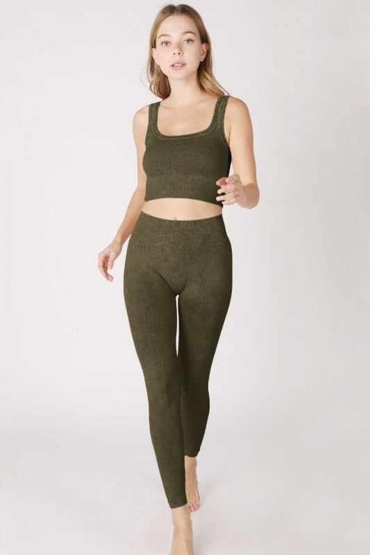 Nikibiki High Waist Long Leggings - Army Green Moss