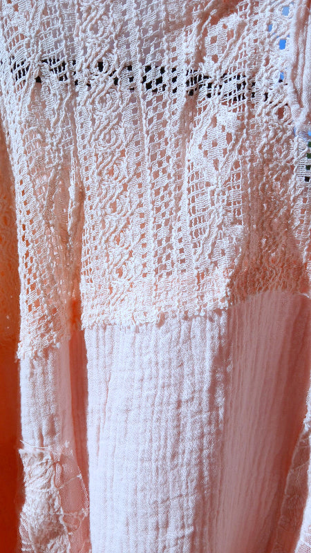 POL Oversize Boxy Mixed Fabric Shirt - Peach