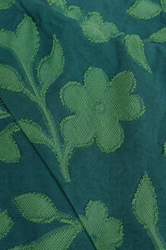 Plus Size Floral Textured Henley Blouse - Hunter Green