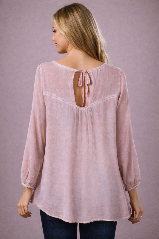 Andree Airy Floral Babydoll Top – Soft Pink