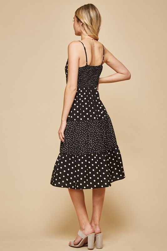 Andree by Unit Polka Dot Midi Dress - Black