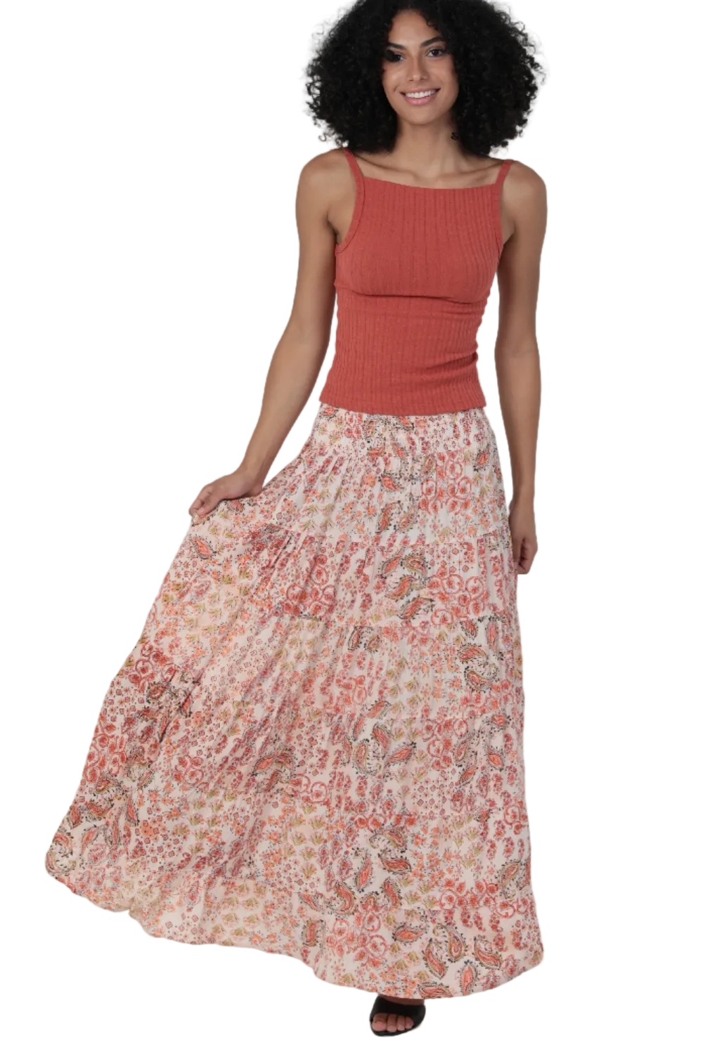 Angie Ribbed Tank Top - Cinnamon