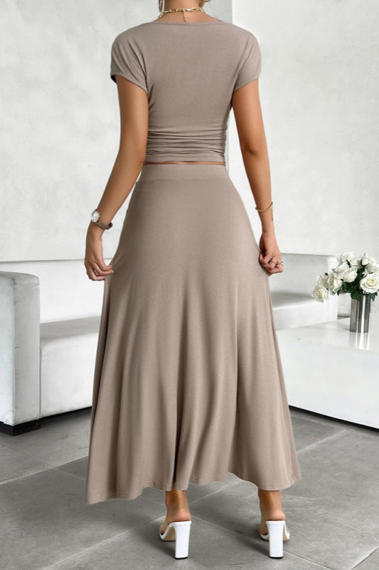 Alicia 2 PC Skirt Set - Khaki