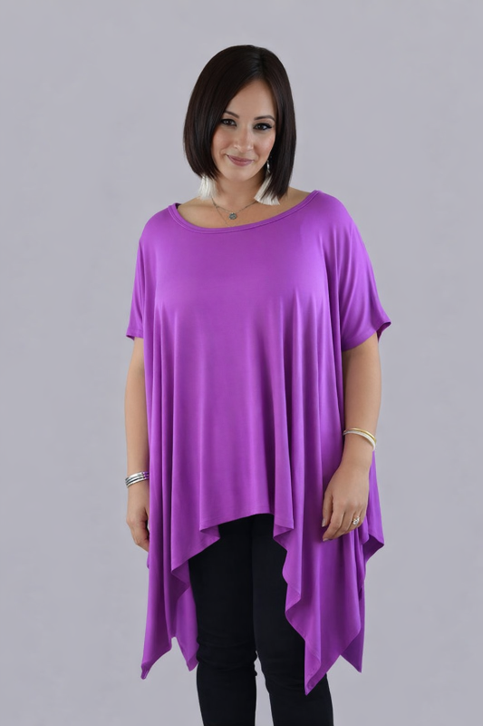 Cherish Poncho T Shirt Top - Plum