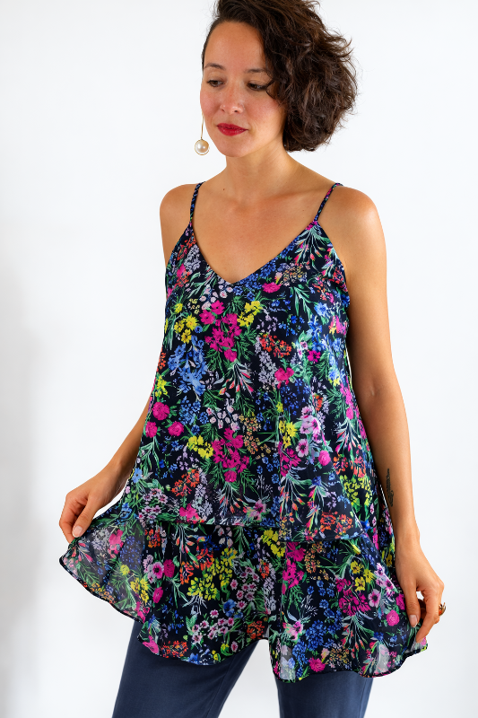 L Love Wildflower Layered Tank Top – Black