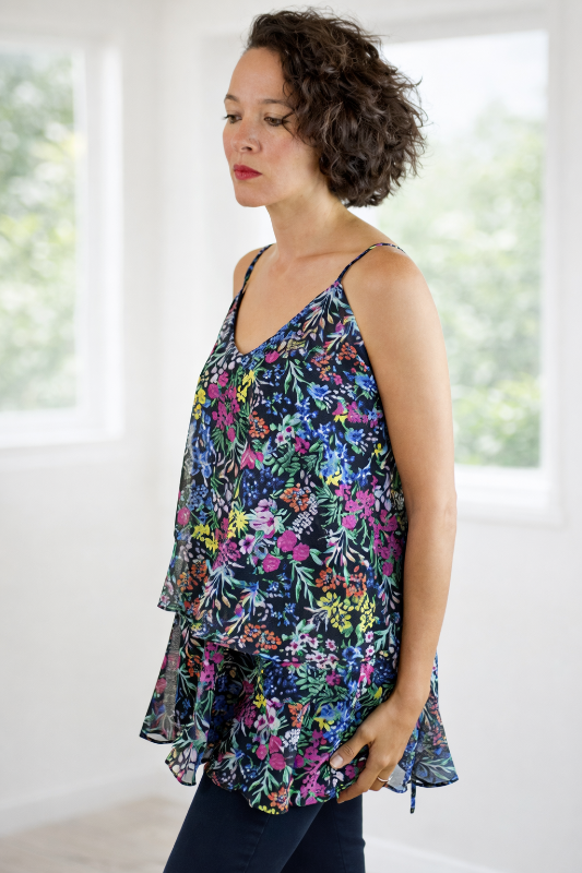 L Love Wildflower Layered Tank Top – Black