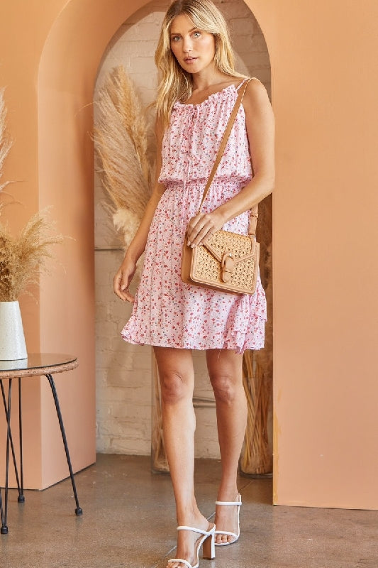 Andree by Unit Ditsy Floral Mini Dress - Blush Pink