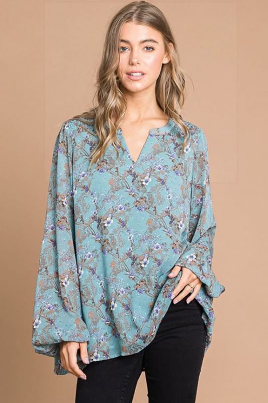 Cotton Bleu Serenity Chiffon Blouse - Aqua