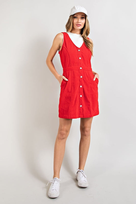 Eesome Simply Pretty Day Corduroy Dress - Currant