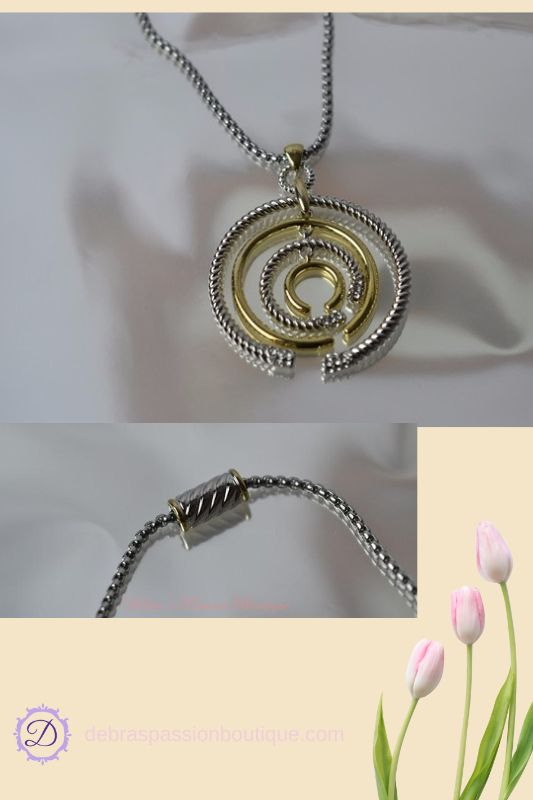 Two Tone Circles CZ Accent Necklace 20"