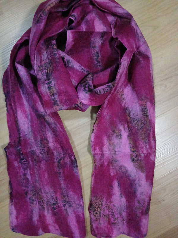 **SALE Silk/Wool Felt Upcycle Nepal Sari Scarf - Multiple Colors