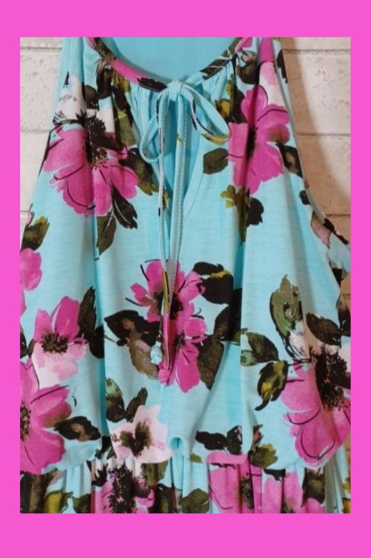 Peach Love Floral Racer Maxi Dress - Blue Fuchsia